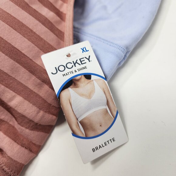 Lot 3 Jockey Womens XL Seamfree Bralettes Bra Striped Lined Wire Free 1 Cotton - Picture 6 of 12